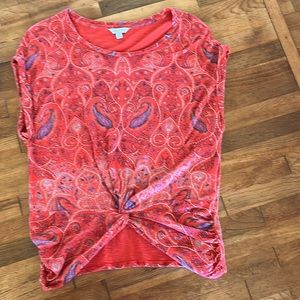 Lucky Brand Red Paisley Twist T